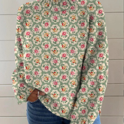 DELAUNAY | Pull Col Montant Petites Roses Aveline