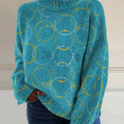 DELAUNAY | Pull Col Montant Cercles Turquoise Catherine