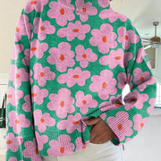 DELAUNAY | Pull Col Montant Fleurs Rétro Mathilde