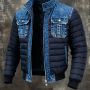 Fabian | Doudoune Bleue Homme en Jeansoptik avec Poches Poitrine