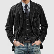 Blazer en velours côtelé vintage avec gilet pour hommes