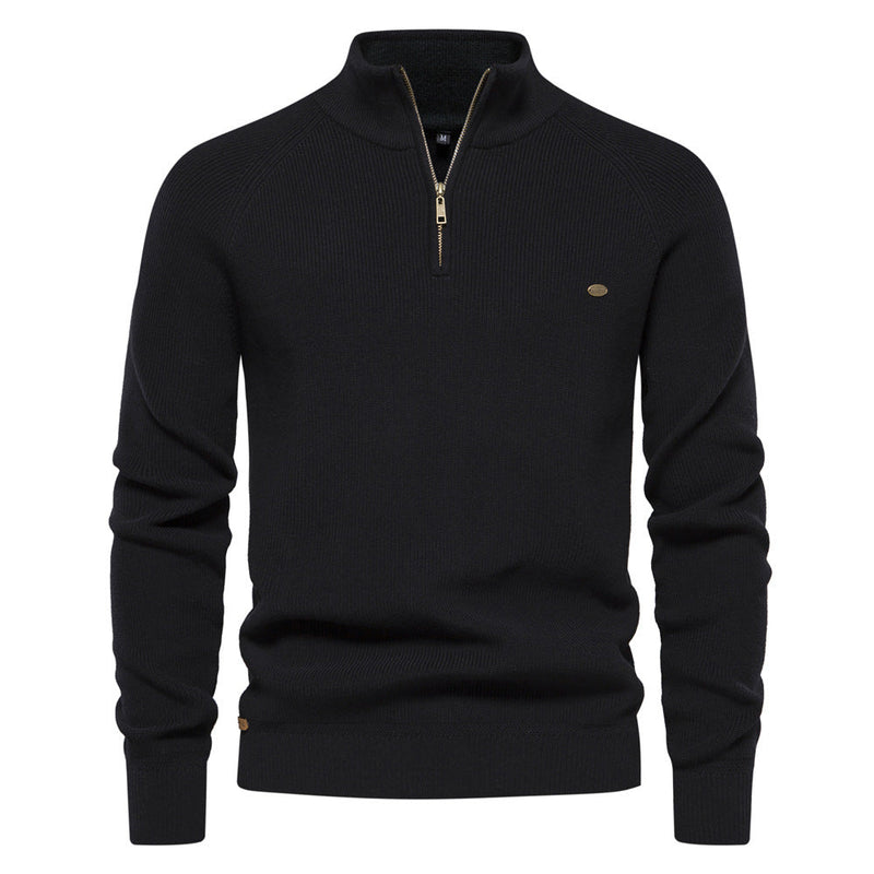 DELAUNAY | Pull Demi-Zip Maille Côtelée Pierre