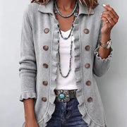 DELAUNAY | Cardigan Côtelé Gris à Volants Michèle