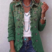 DELAUNAY | Veste Paisley Verte à Volants Élina