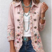 DELAUNAY | Veste Fleurie Rose à Volants Manon