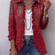 DELAUNAY | Veste Paisley Rouge à Volants Christine