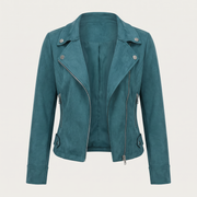 Lia | Veste courte façon suédé avec fermeture éclair asymétrique