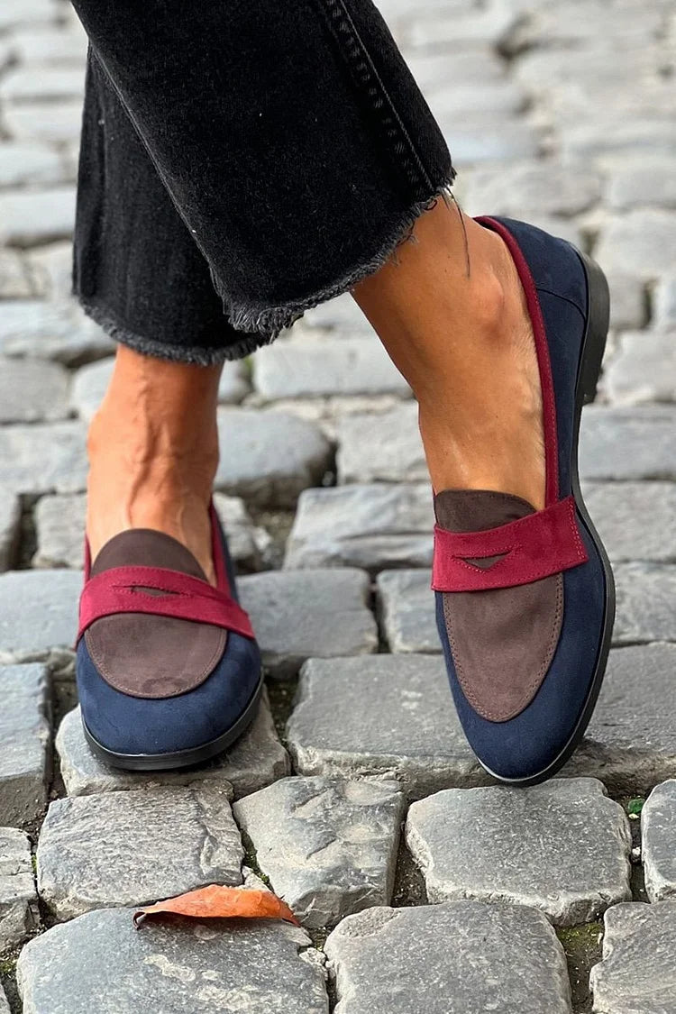 Mocassins colour block bleu marine