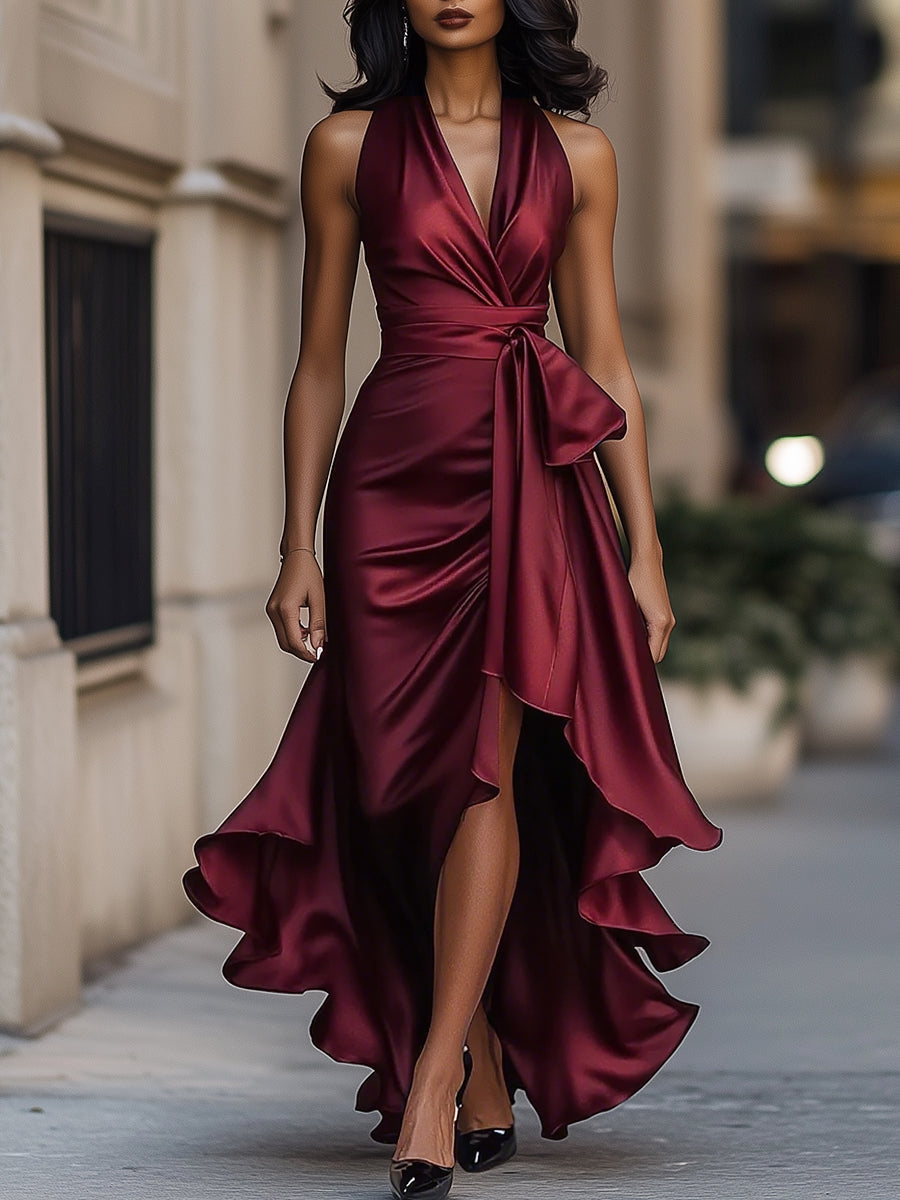 DELAUNAY | Robe en Satin Drapée à la Taille
