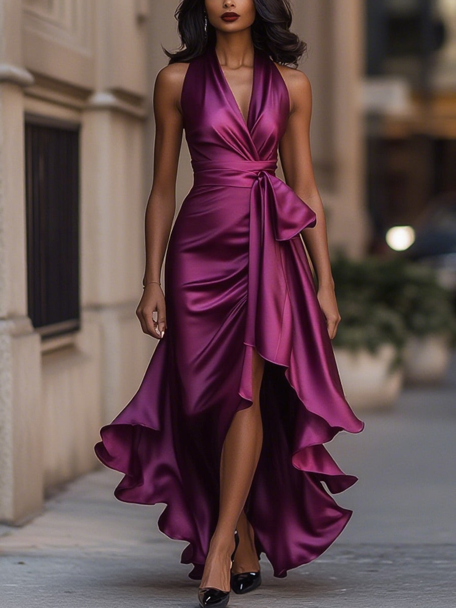 DELAUNAY | Robe en Satin Drapée à la Taille