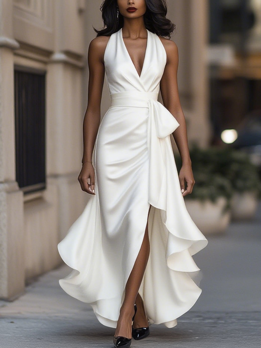 DELAUNAY | Robe en Satin Drapée à la Taille