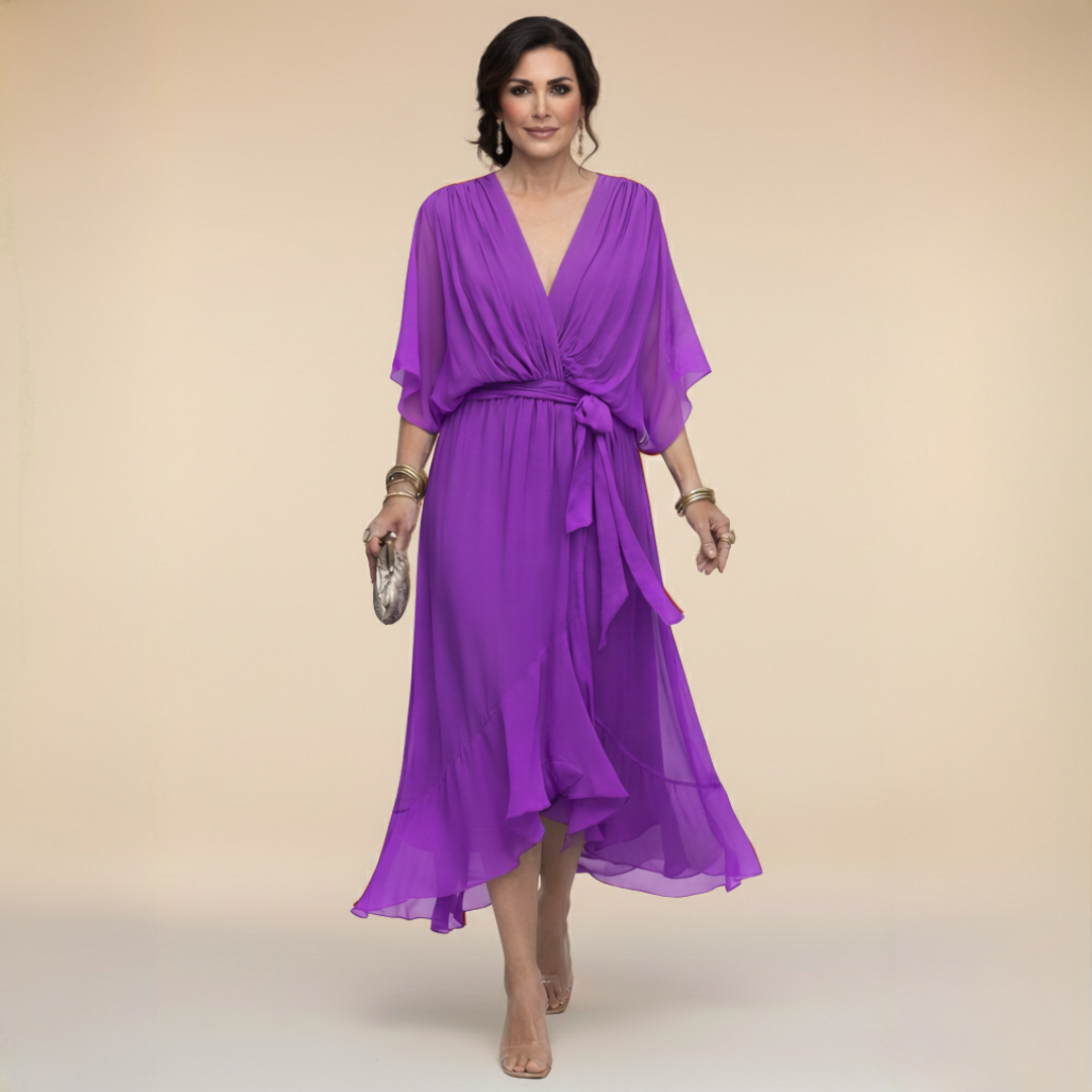 DELAUNAY | Robe en chiffon à décolleté V
