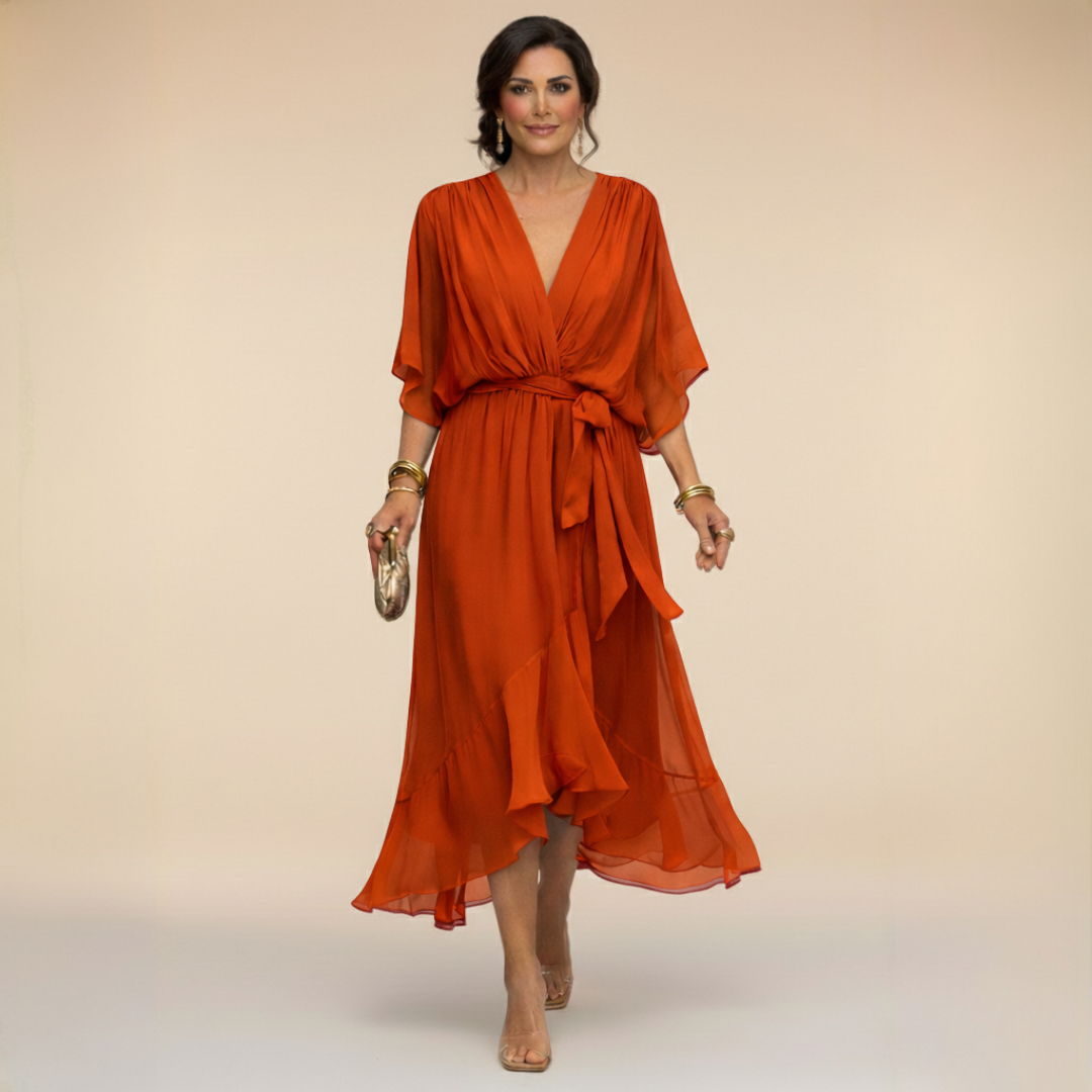 DELAUNAY | Robe en chiffon à décolleté V