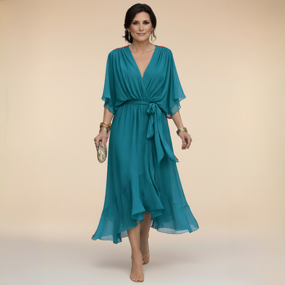 DELAUNAY | Robe en chiffon à décolleté V