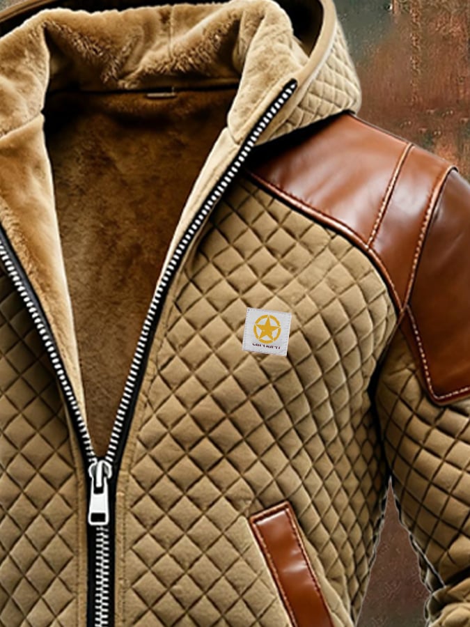 Tobias | Veste matelassée pour homme avec capuche et manches aspect cuir
