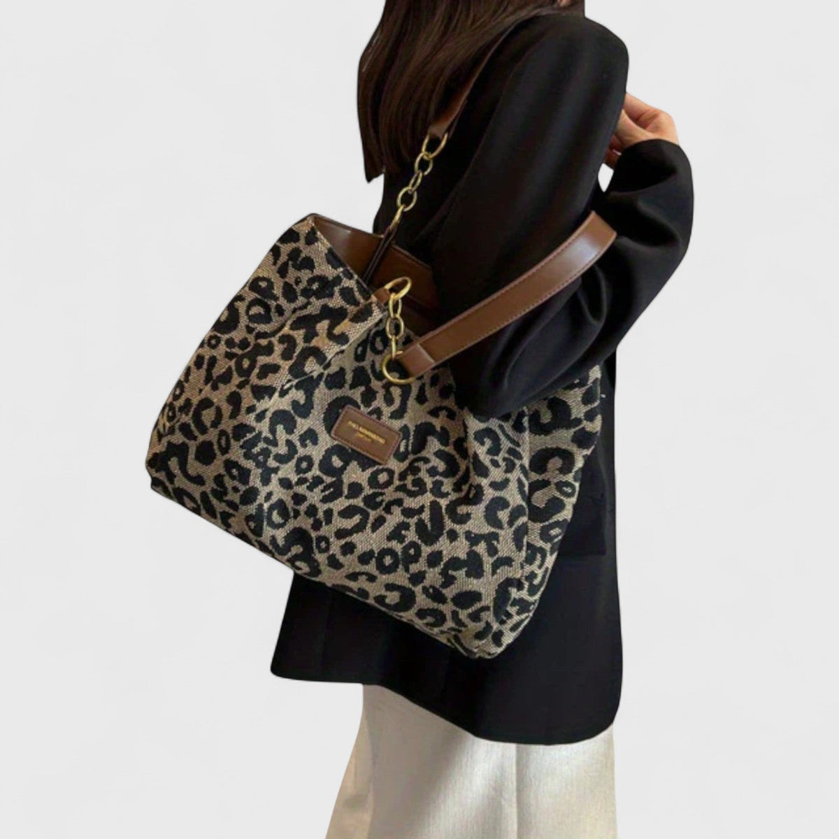 DELAUNAY | Sac Shopping en Toile Motif Léopard