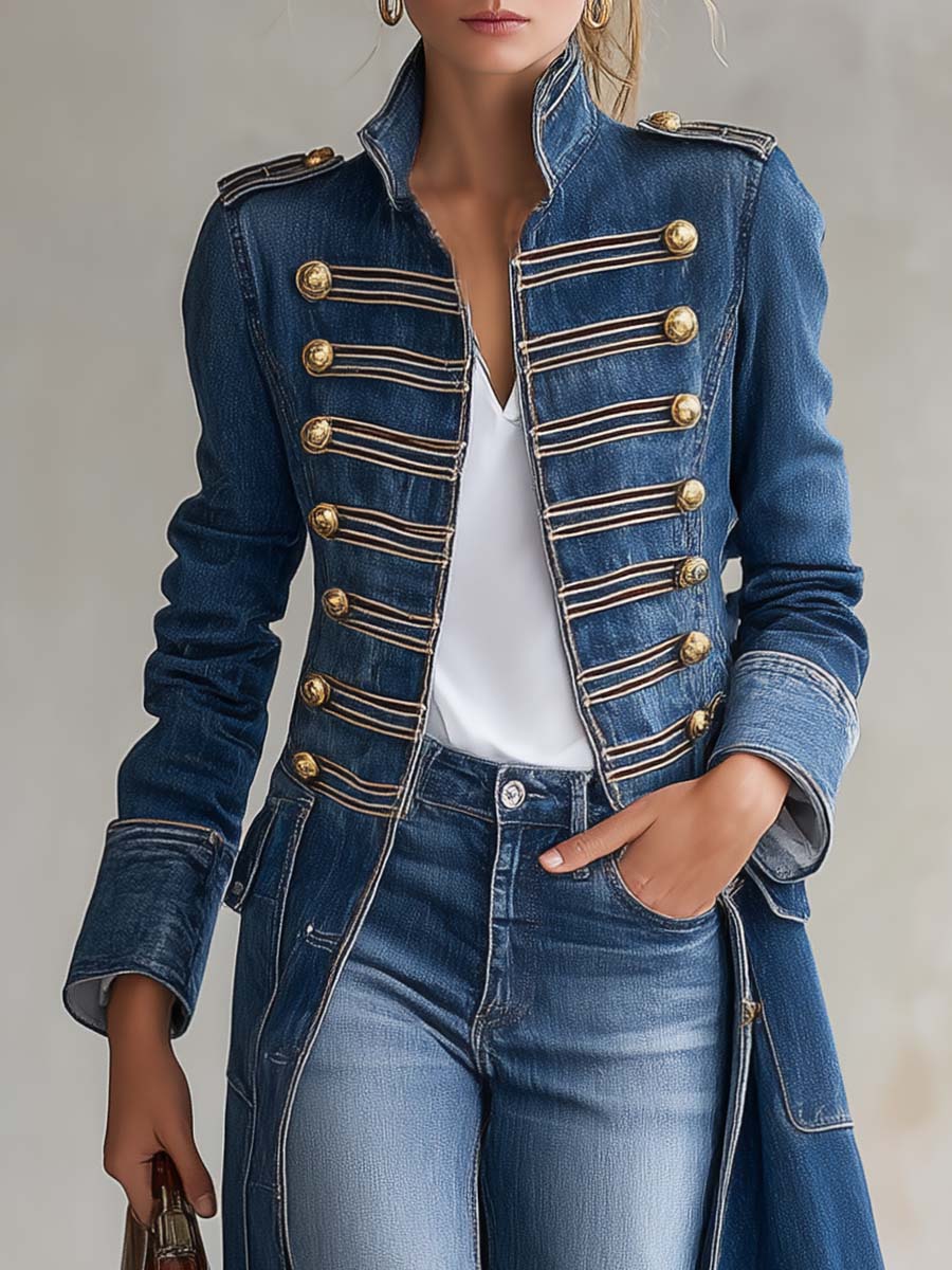 Dagmar – Long Manteau en Matière Respirante Style Militaire