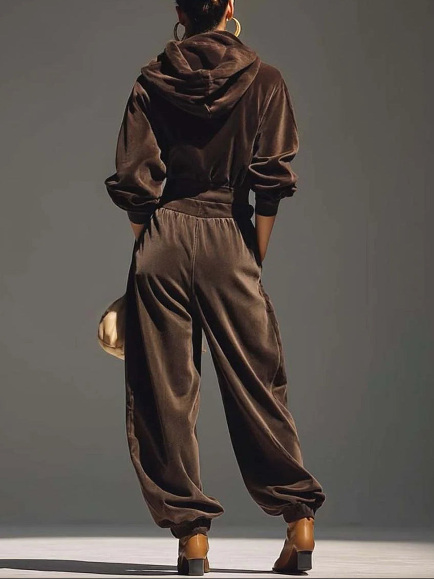 Ensemble sweat à capuche vintage doux et pantalon ample