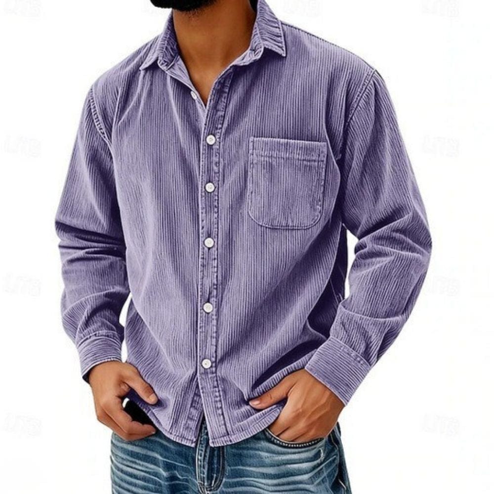 Delaunay | CHEMISE BOUTONNÉE EN VELOURS CÔTELÉ POUR HOMME