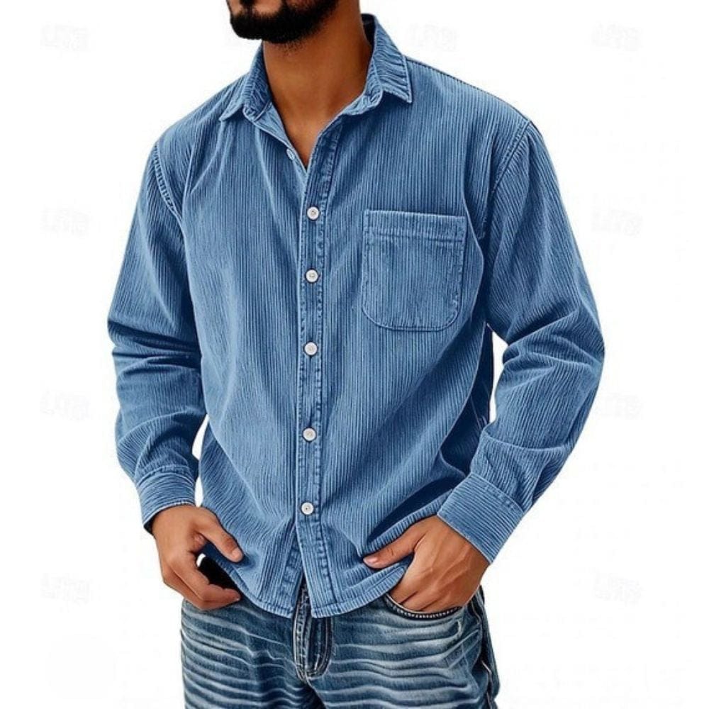Delaunay | CHEMISE BOUTONNÉE EN VELOURS CÔTELÉ POUR HOMME