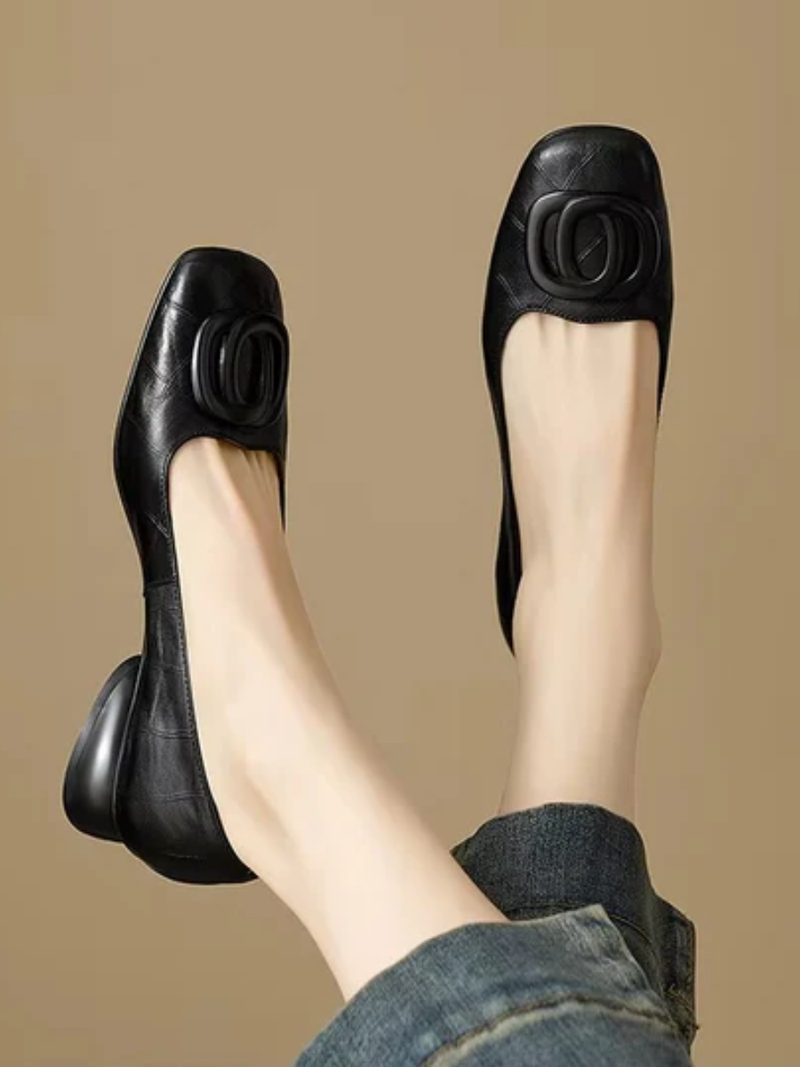 DELAUNAY | Ballerines en Cuir Bout Carré Margot