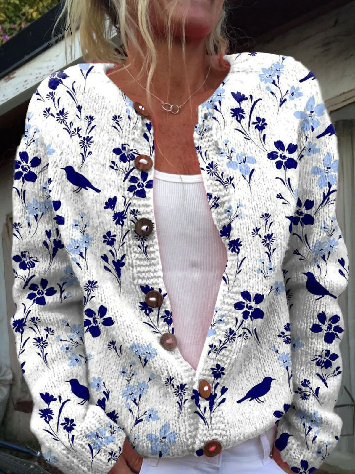 DELAUNAY | Cardigan Oiseaux et Fleurs Léa