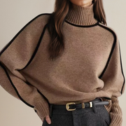 DELAUNAY | Pull Col Roulé Bordé Contrasté Aveline