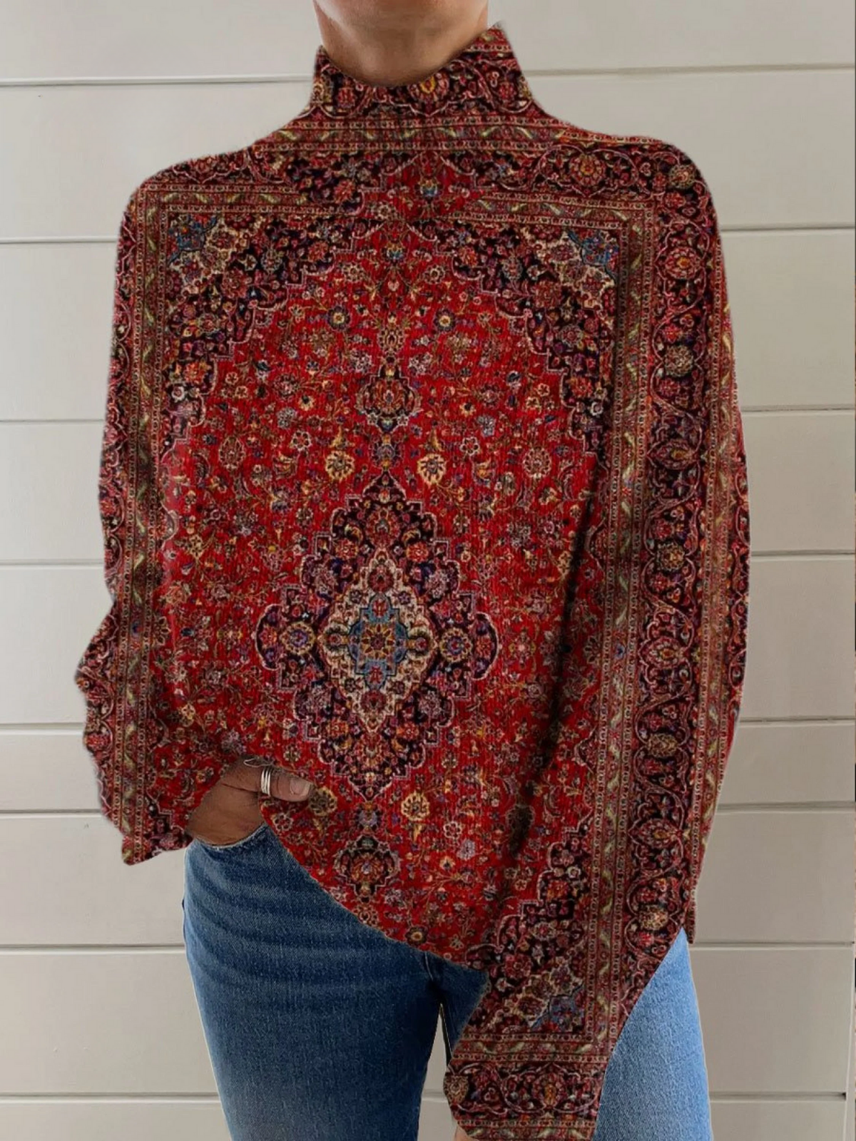 DELAUNAY | Pull Col Montant Médaillon Rubis Sandrine