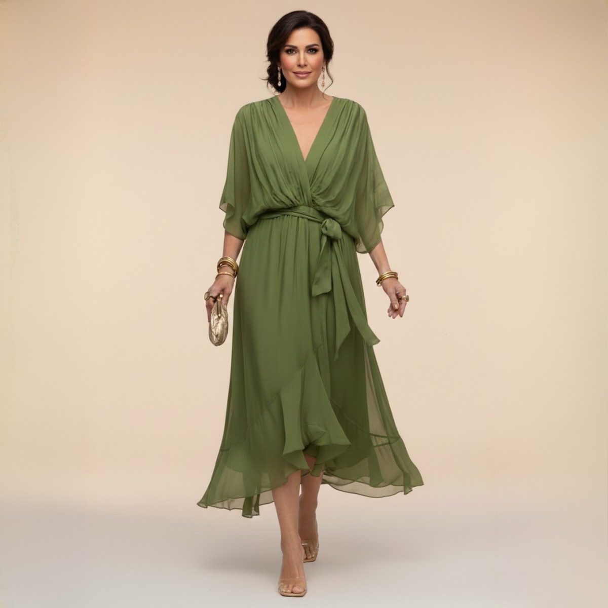 DELAUNAY | Robe en chiffon à décolleté V