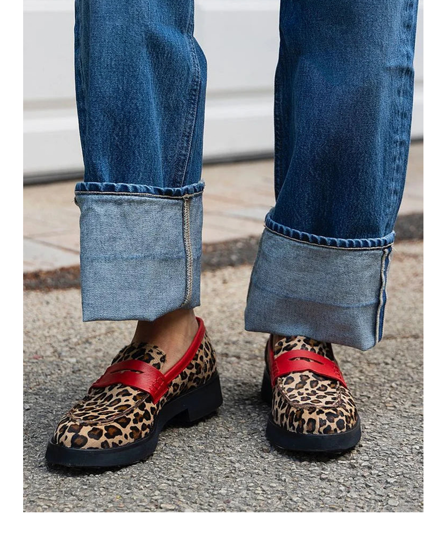 Geneva Mocassins léopard à détails rouges