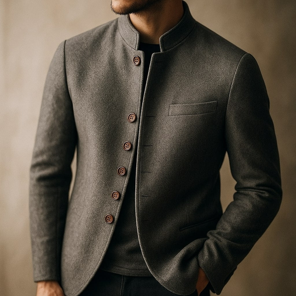 DELAUNAY | Veste en Laine avec Col Droit