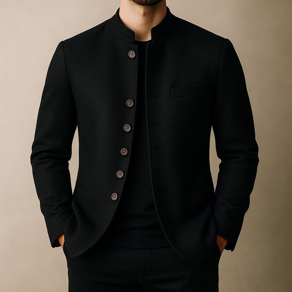 DELAUNAY | Veste en Laine avec Col Droit