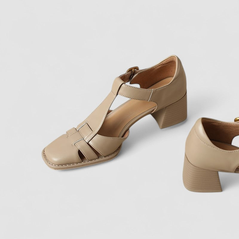 Véronique | Sandale T-Strap à Talon Bloc