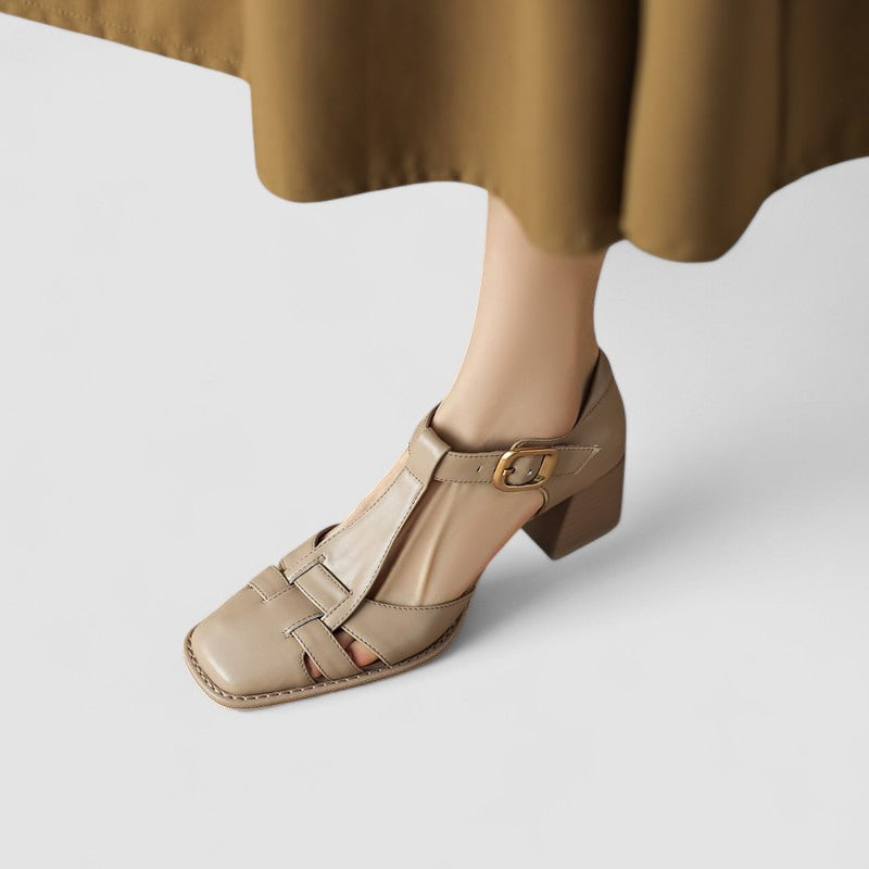 Véronique | Sandale T-Strap à Talon Bloc