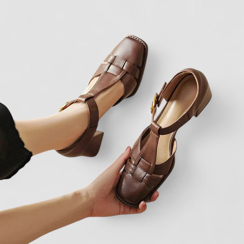 Véronique | Sandale T-Strap à Talon Bloc