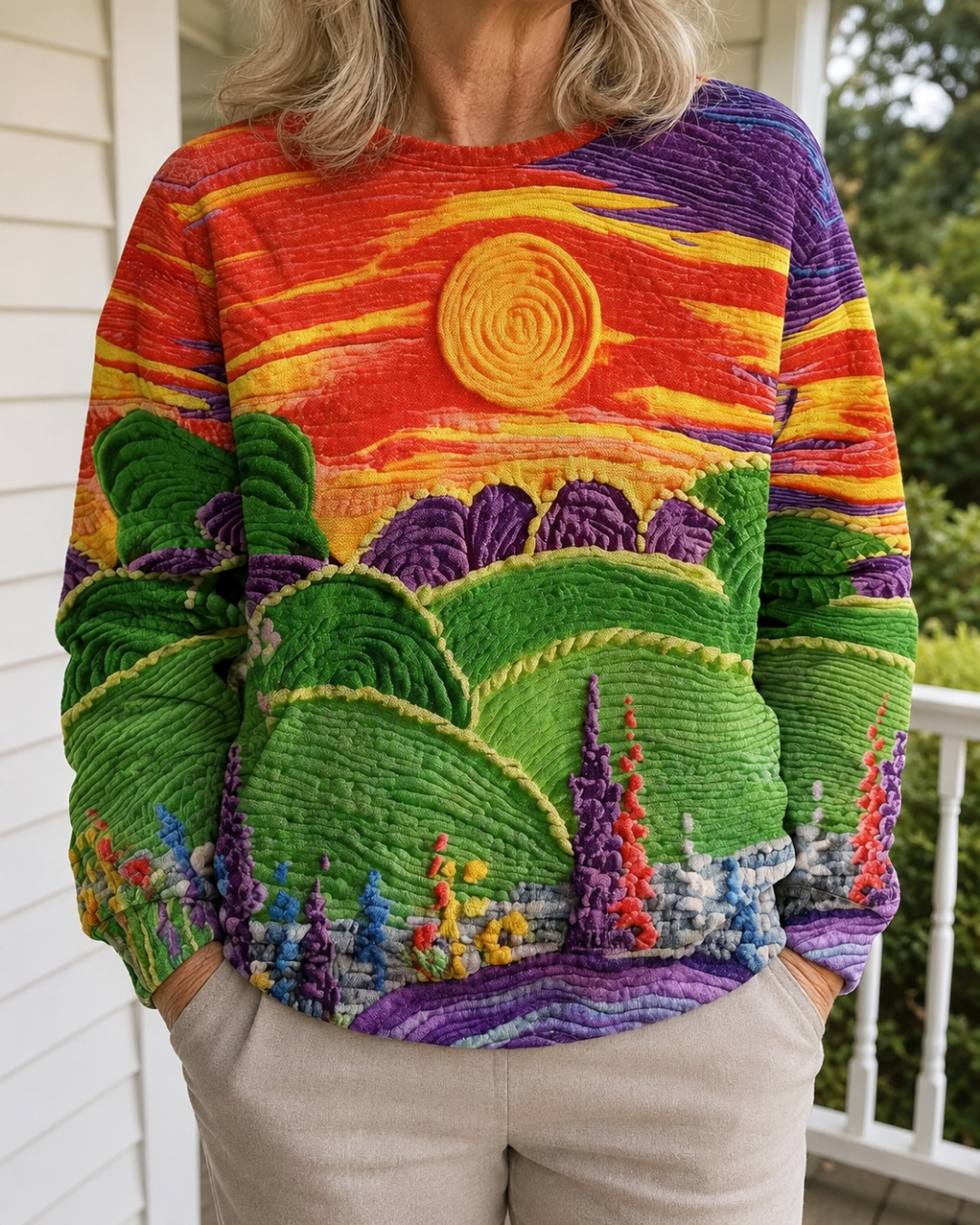 Ravella | Pull Imprimé Paysage Éclat de Soleil
