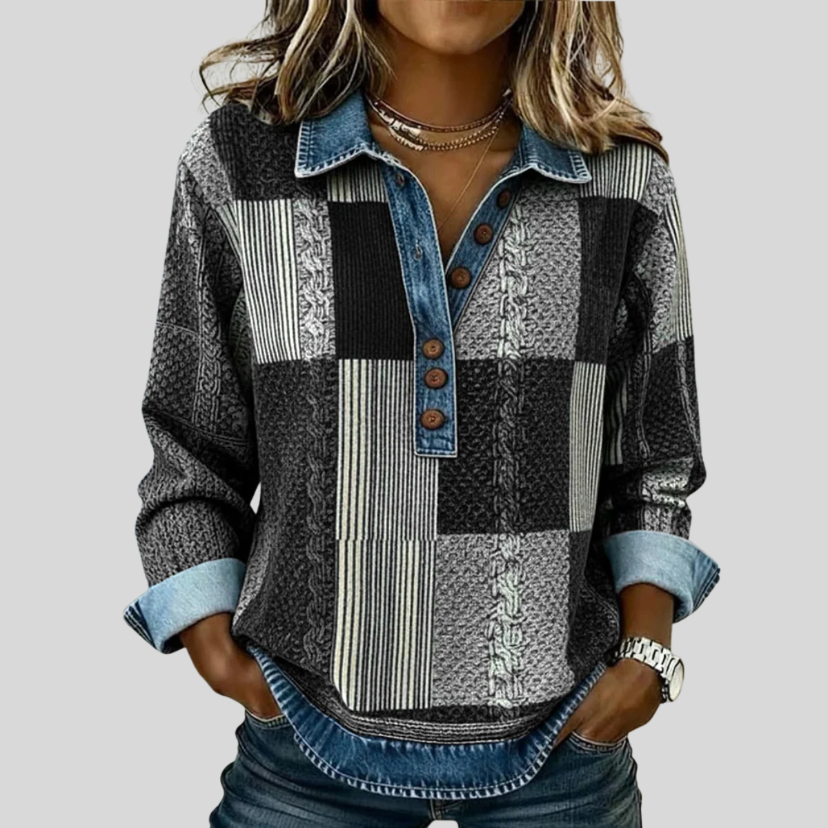 Meridell™ | Pull imprimé colorblock