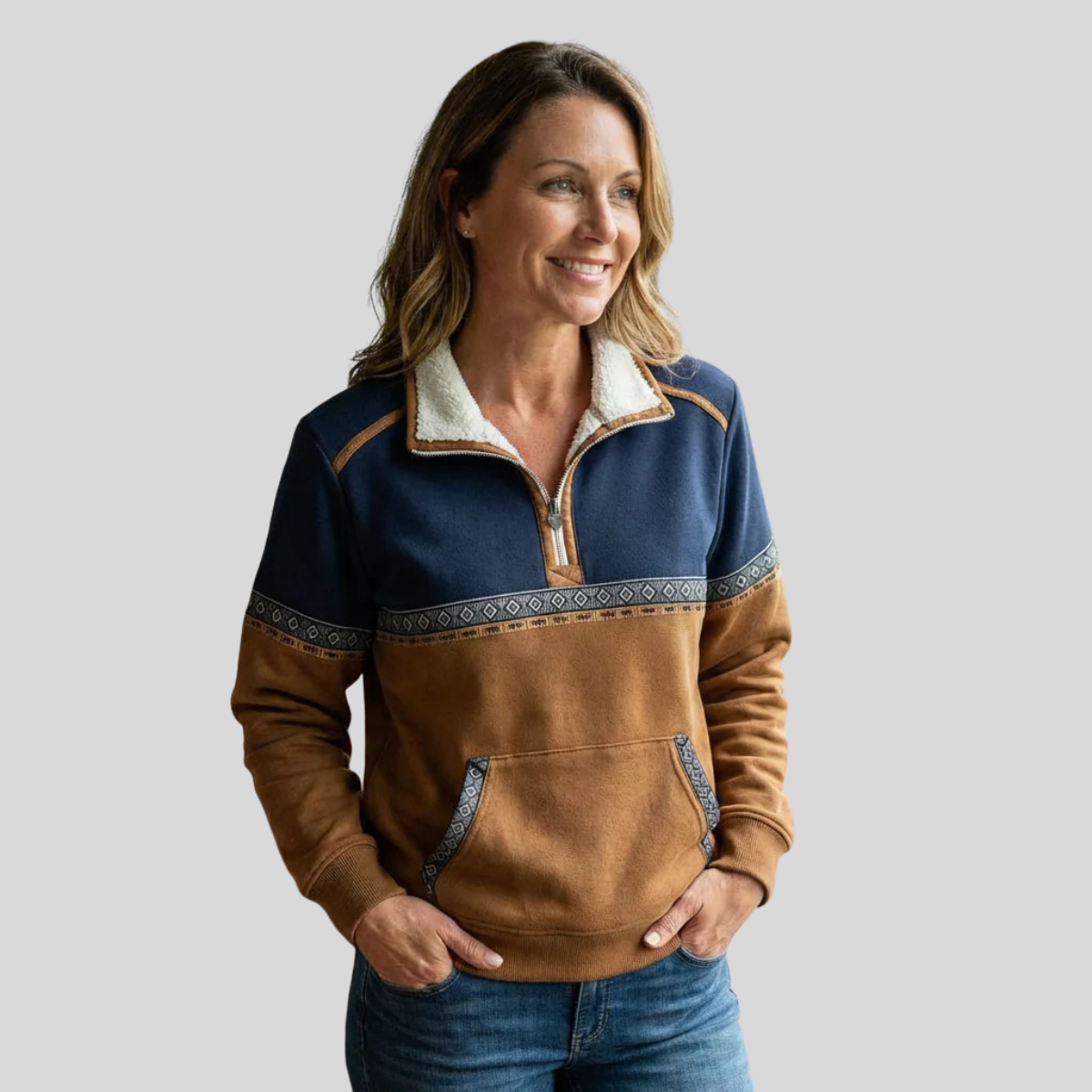 Alvette™ | Pull col sherpa demi-zip