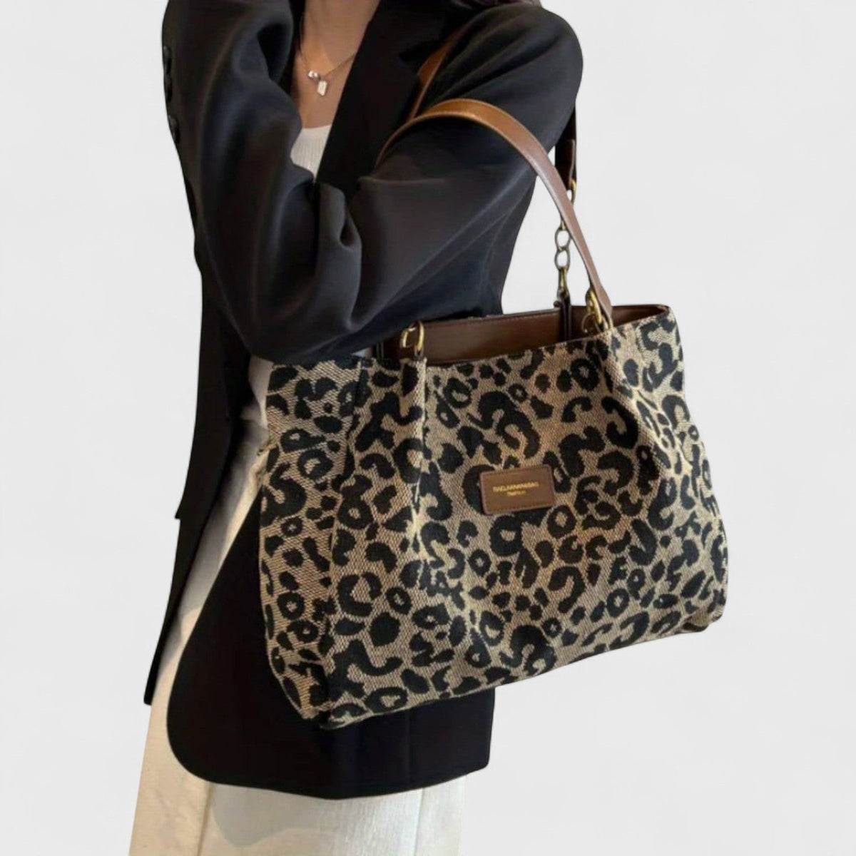 DELAUNAY | Sac Shopping en Toile Motif Léopard