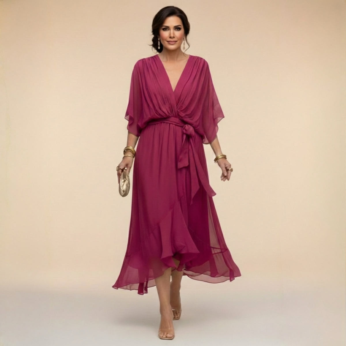 DELAUNAY | Robe en chiffon à décolleté V