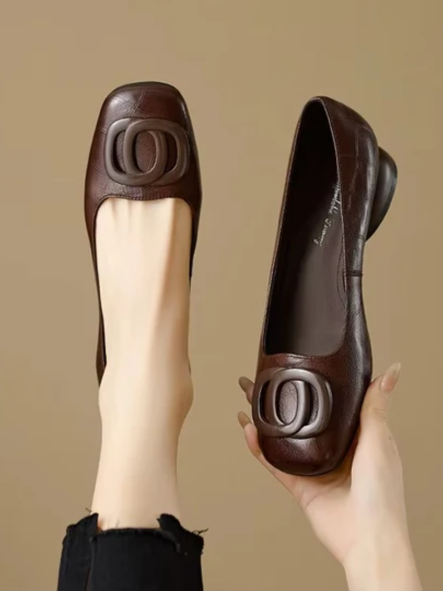 DELAUNAY | Ballerines en Cuir Bout Carré Margot