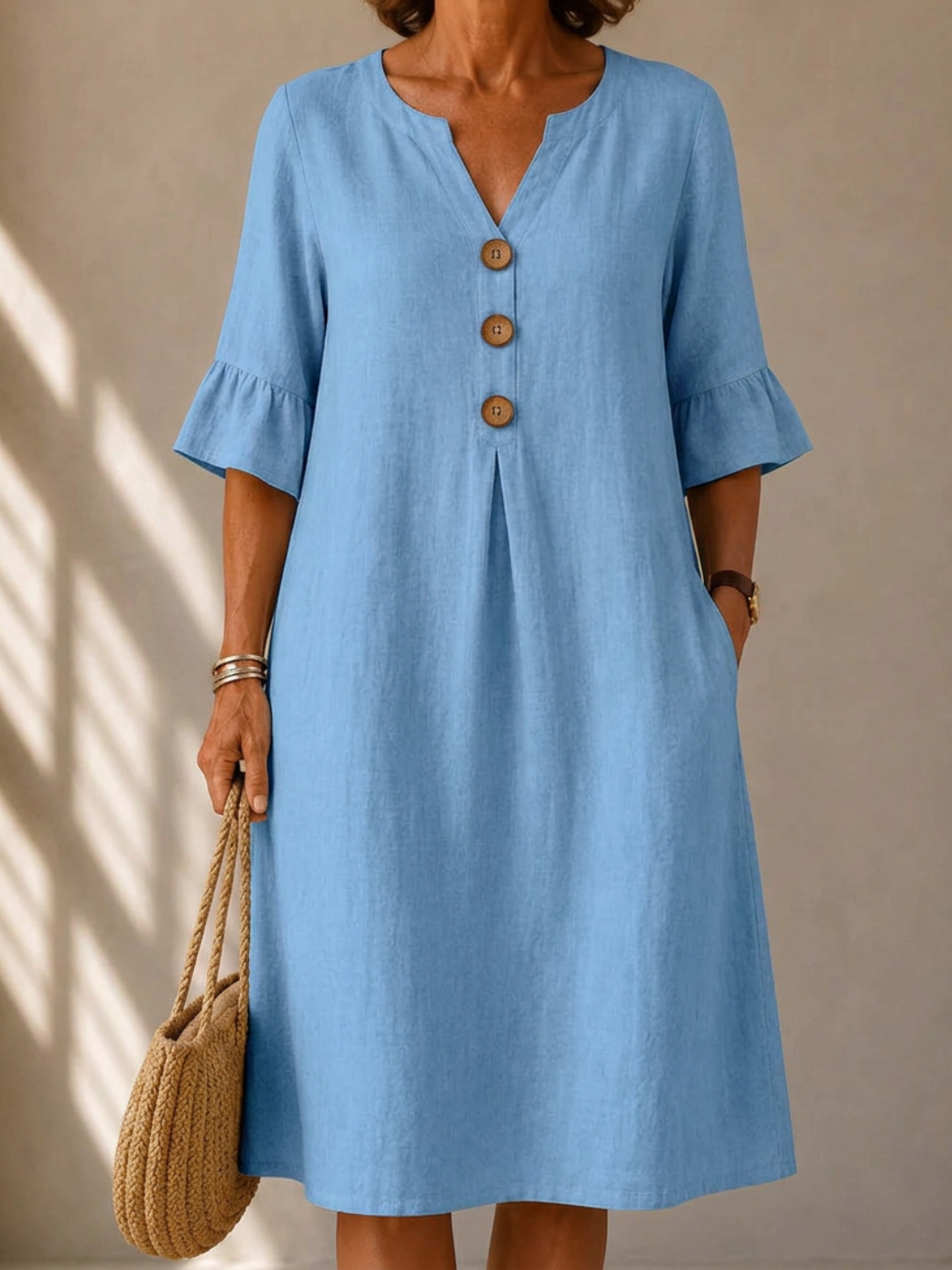 DELAUNAY | Robe Boutonnée Pli Creux Charlotte