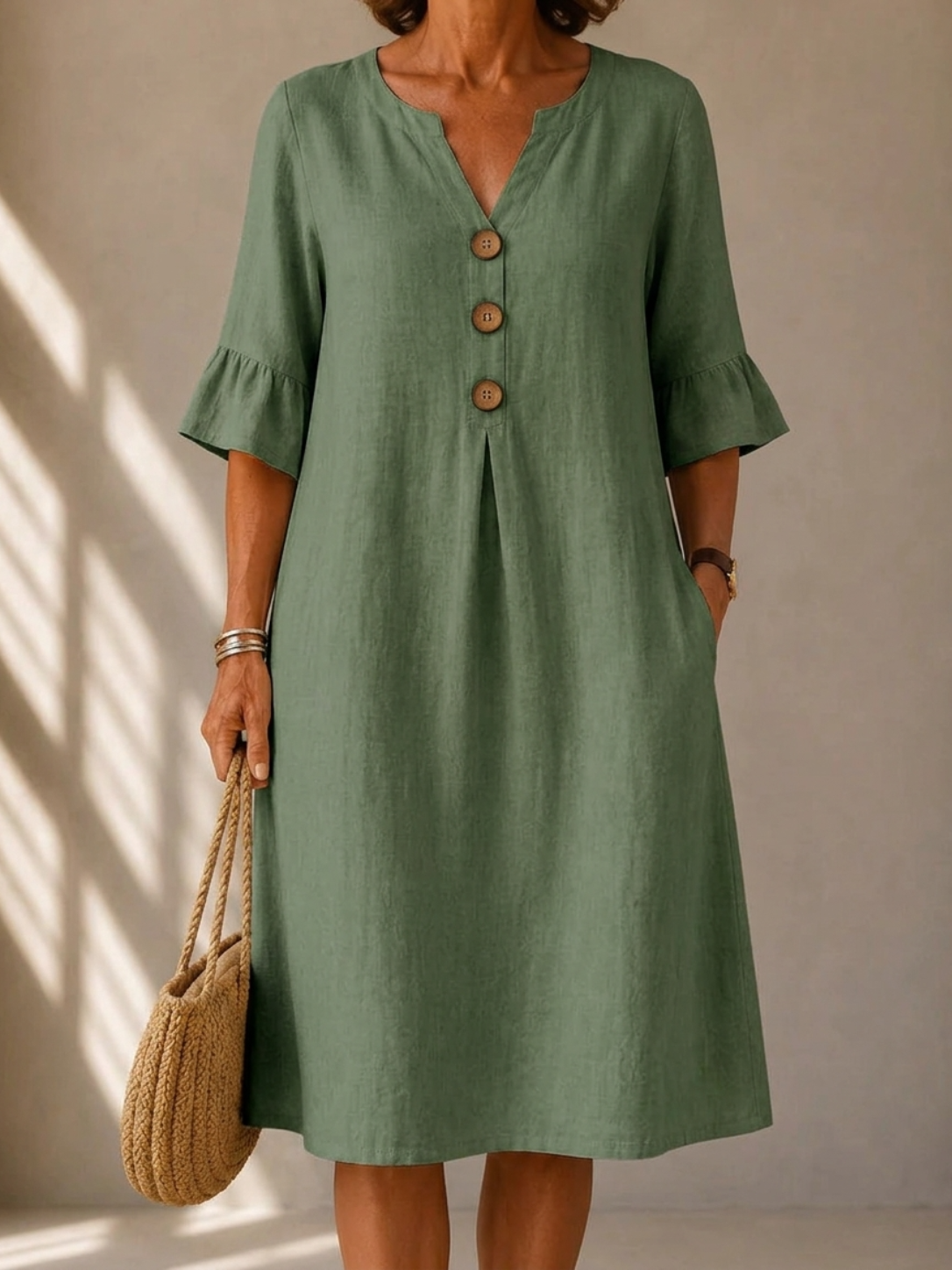 DELAUNAY | Robe Boutonnée Pli Creux Charlotte