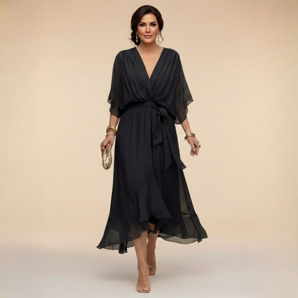 DELAUNAY | Robe en chiffon à décolleté V