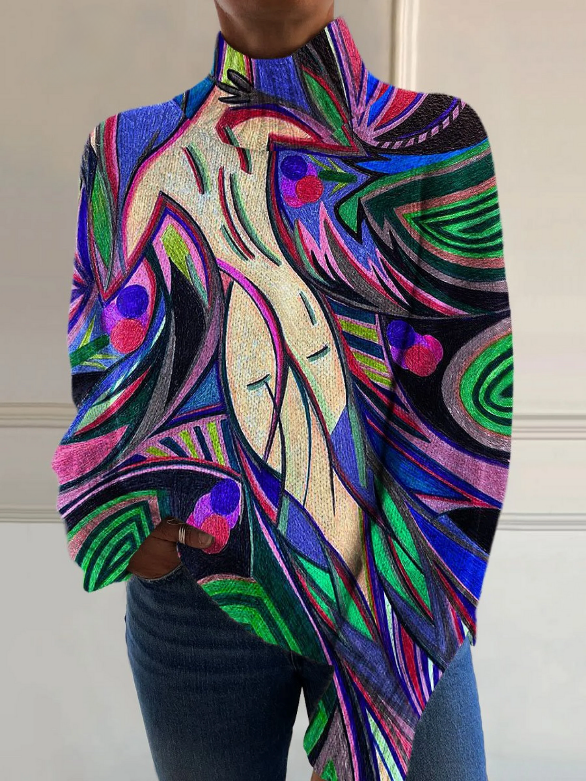 DELAUNAY | Pull Col Montant Art Abstrait Nicole