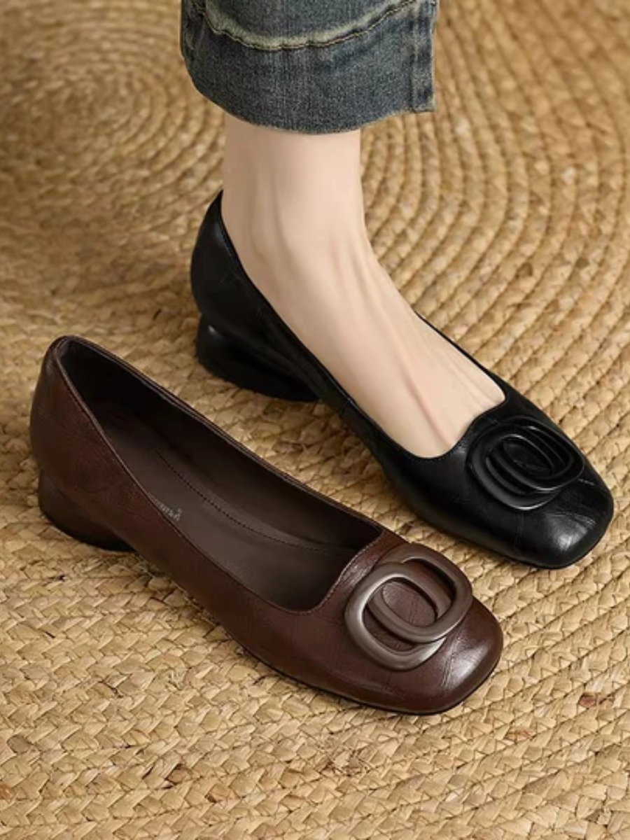 DELAUNAY | Ballerines en Cuir Bout Carré Margot