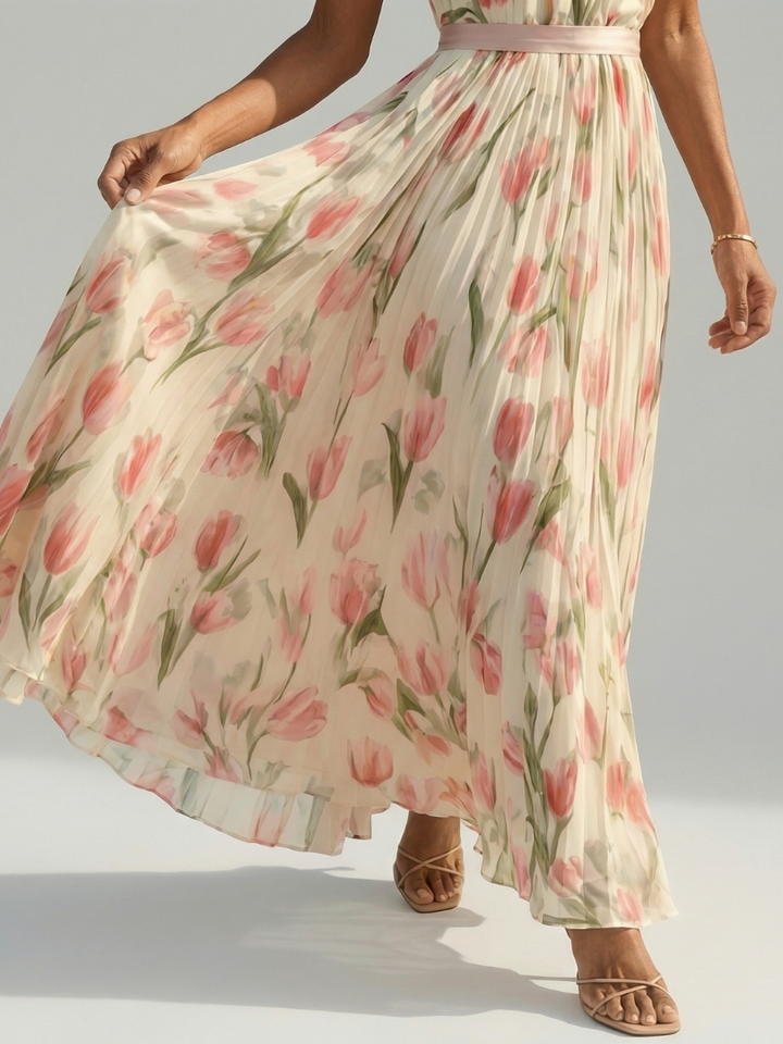 Delaunay | Robe Midi à Col Halter à Fleurs Aurelle