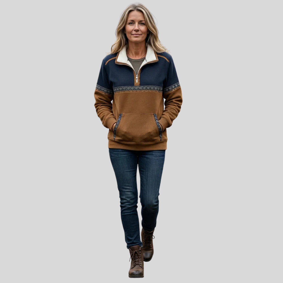 Alvette™ | Pull col sherpa demi-zip