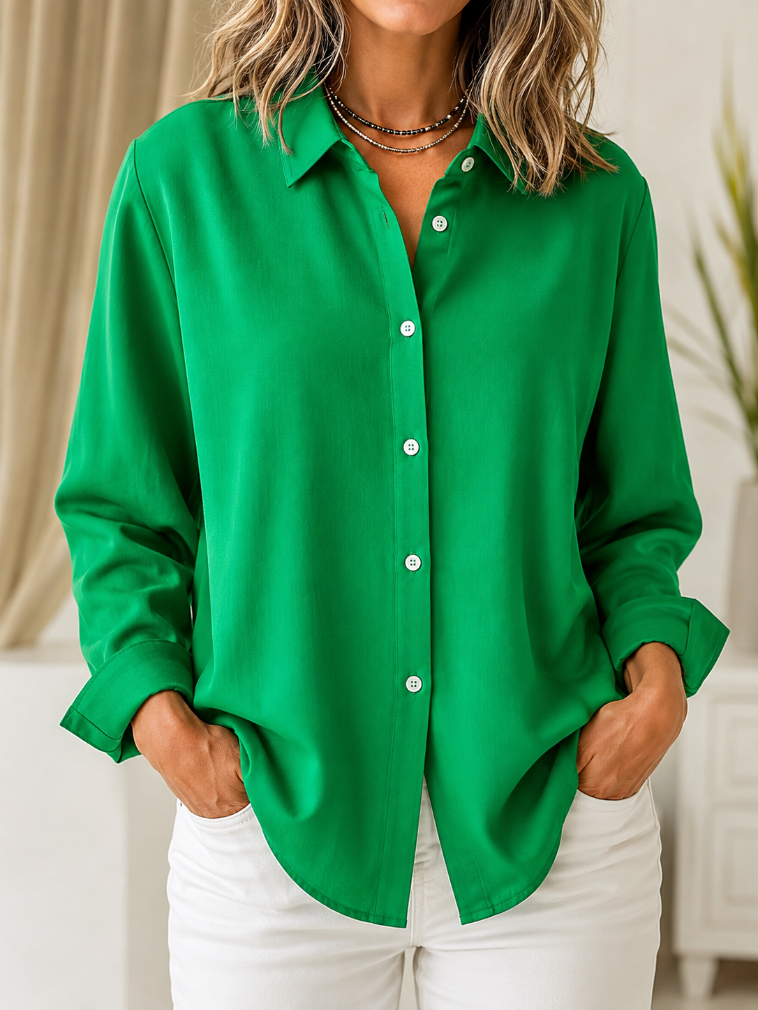 Marguerite™ | Chemisier boutonné classique uni