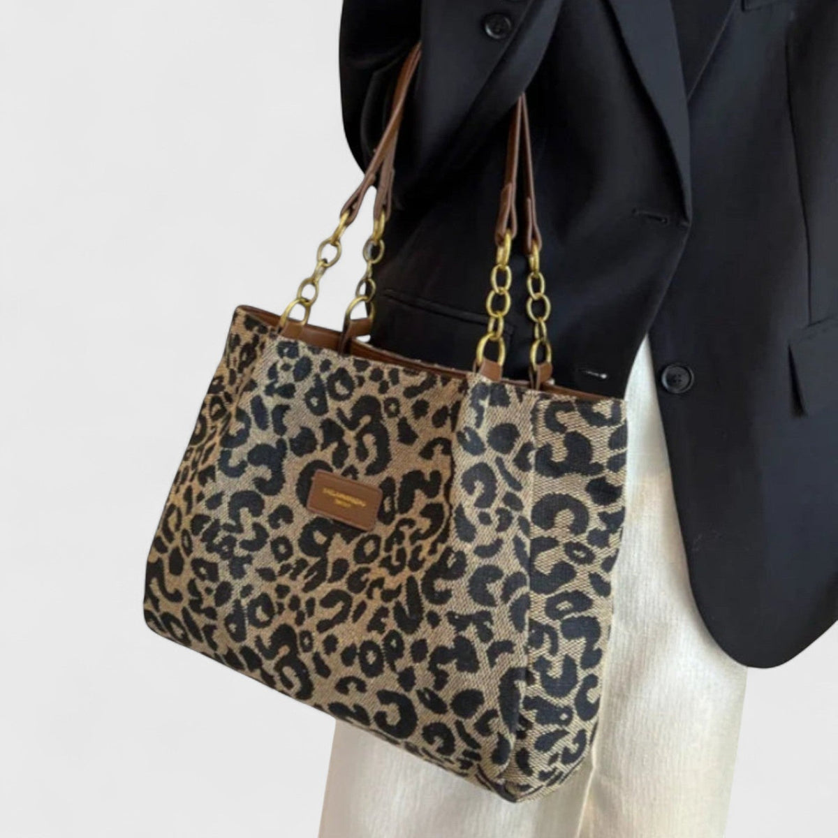 DELAUNAY | Sac Shopping en Toile Motif Léopard